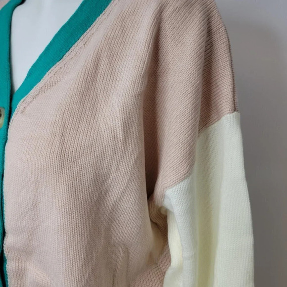 SHEIN Color Block Crop Cardigan - Picture 5 of 6